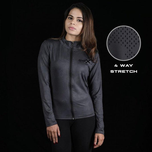 GymX Shadow Grey Full Zip Jacket- Athena Series- Sale