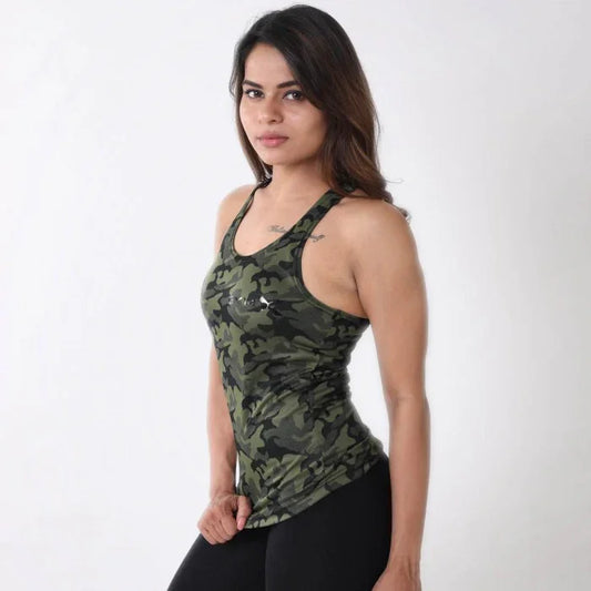 Military Green Camo Racerback Women's Tank Top- Dry Fit- Sale