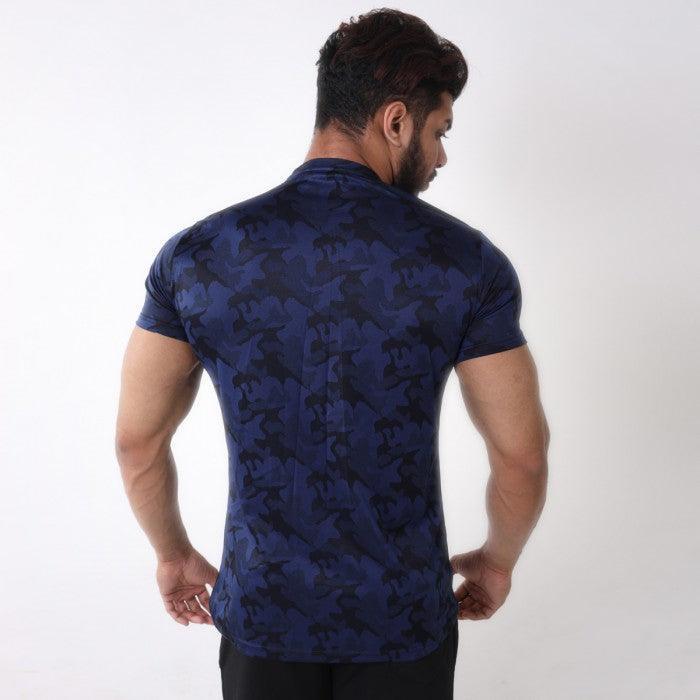 Midnight Blue Camo Tshirt- Muscle Fit- Sale - GymX