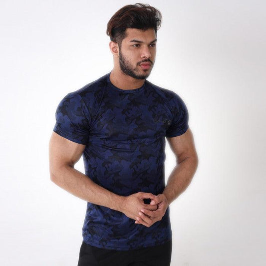 Midnight Blue Camo Tshirt- Muscle Fit- Sale - GymX