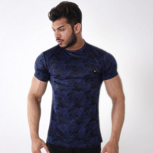 Midnight Blue Camo Tshirt- Muscle Fit- Sale - GymX