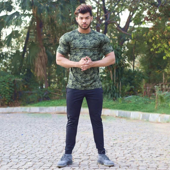 Military Green Camo Tshirt- Muscle Fit - Sale