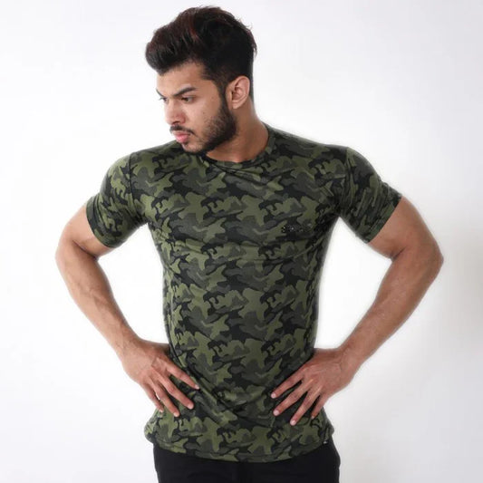 Military Green Camo Tshirt- Muscle Fit - Sale