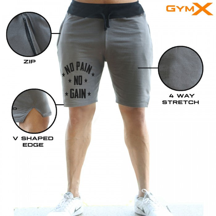 No Pain No Gain Outperform Carbon Grey Workout Shorts (Flex Fit)- Sale