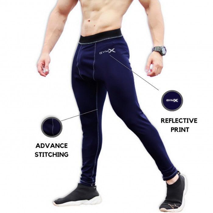Combo Offer-Oxford Blue+ Onyx Black Compression Bottoms - GymX