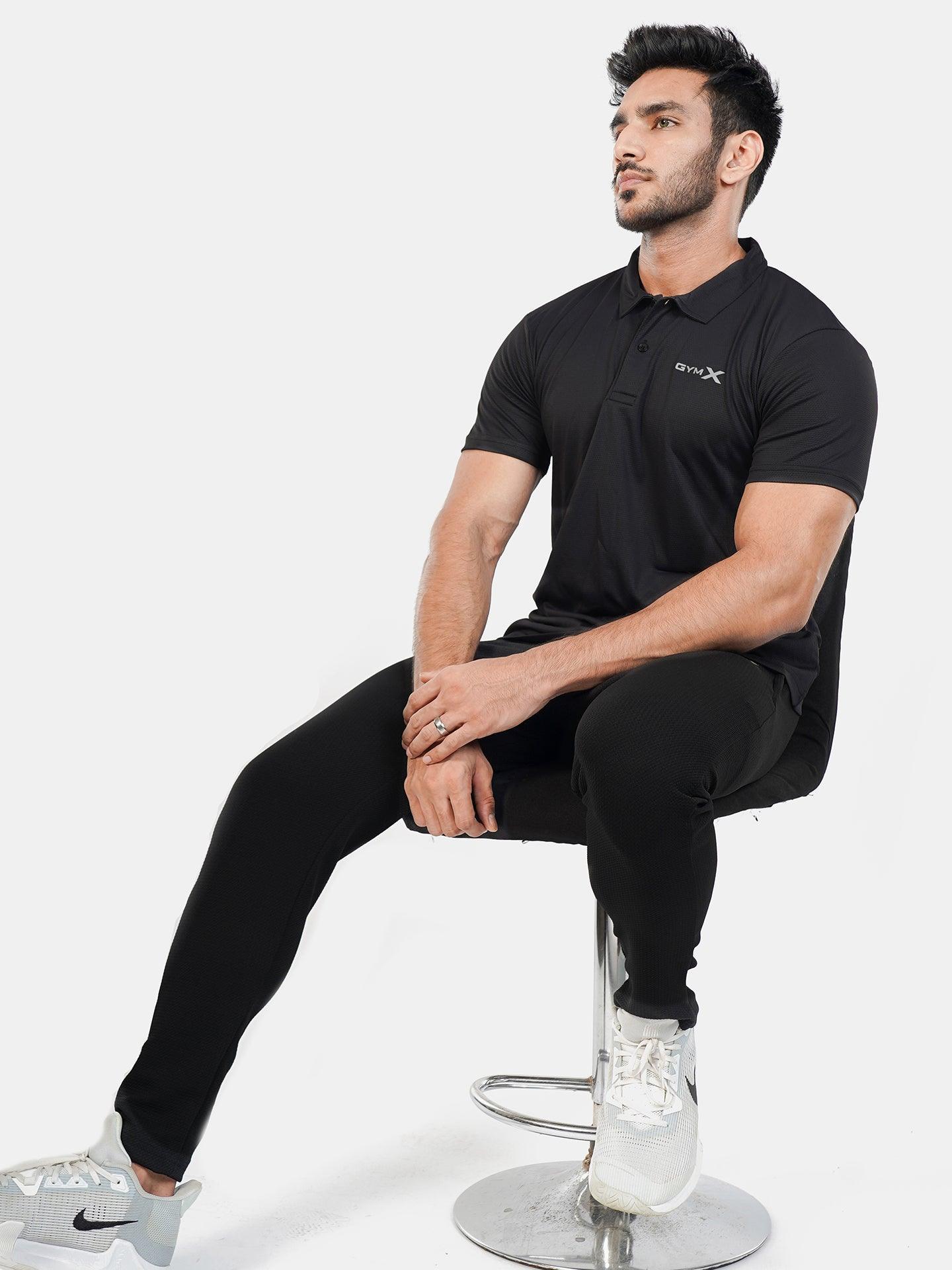 GymX Polo Tech Tee: Wicked Black - GymX