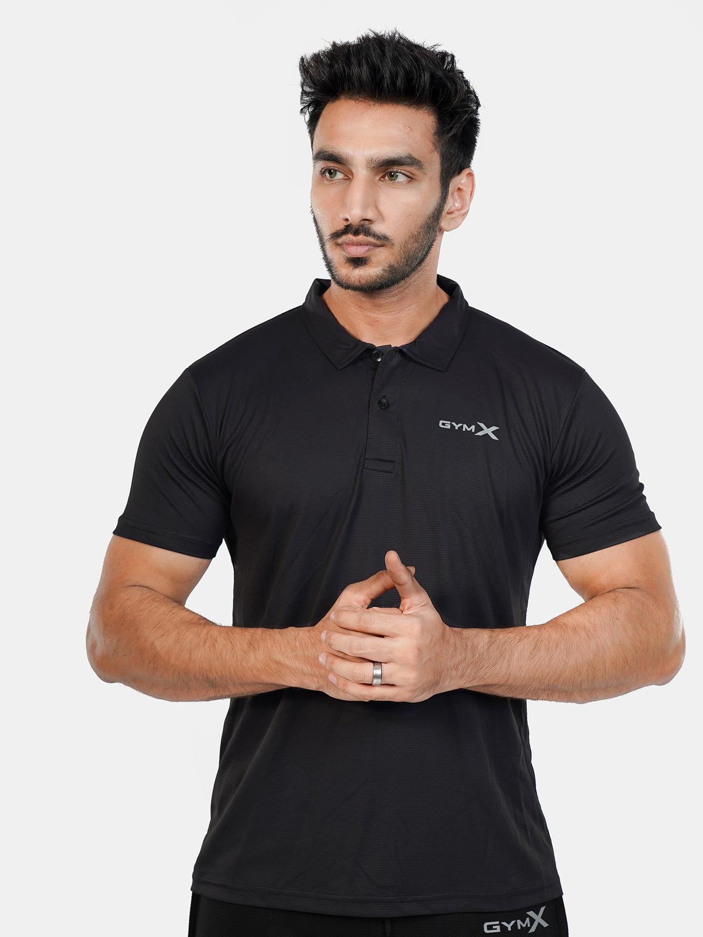 GymX Polo Tech Tee: Wicked Black - GymX