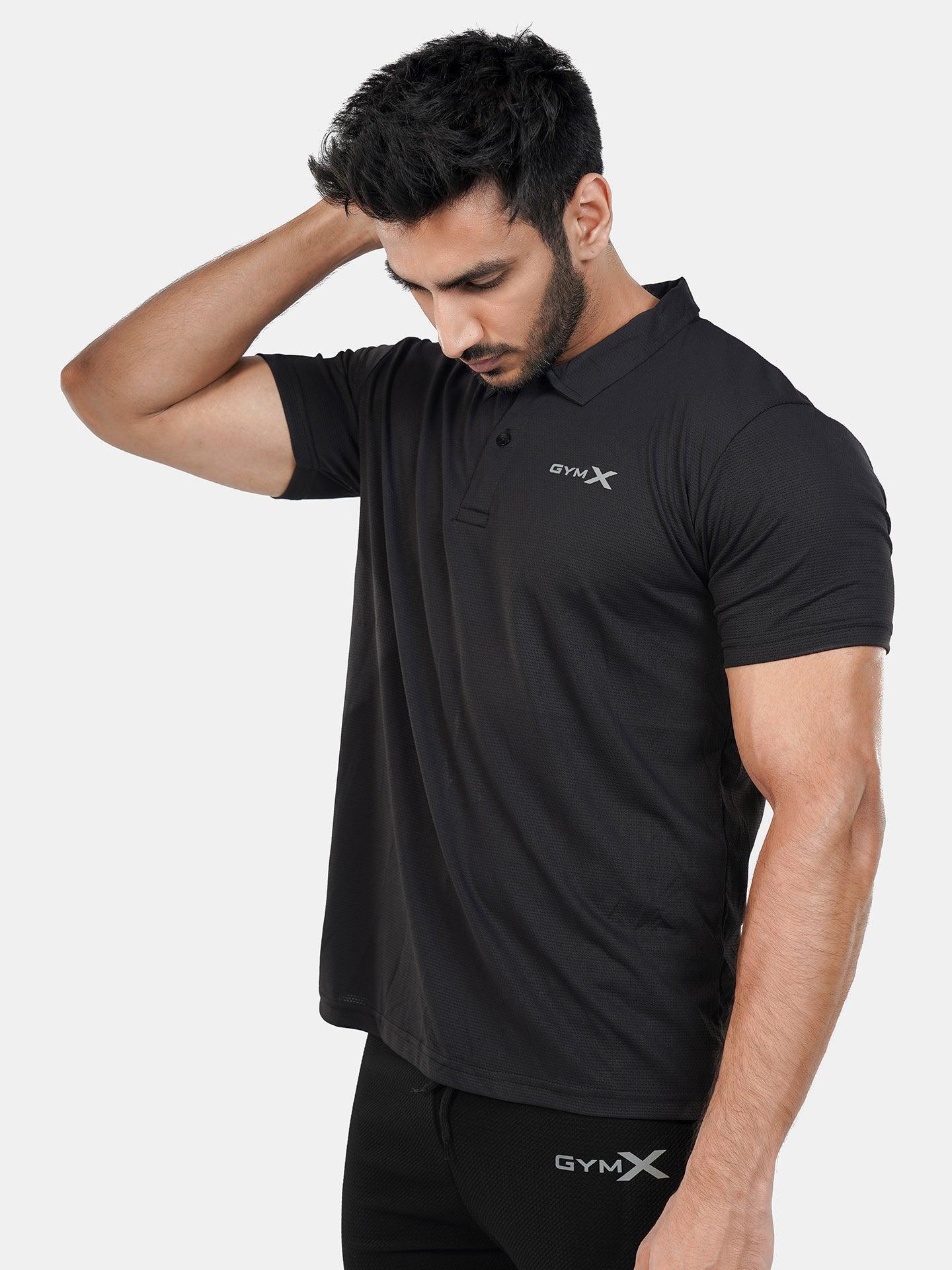 GymX Polo Tech Tee: Wicked Black - GymX