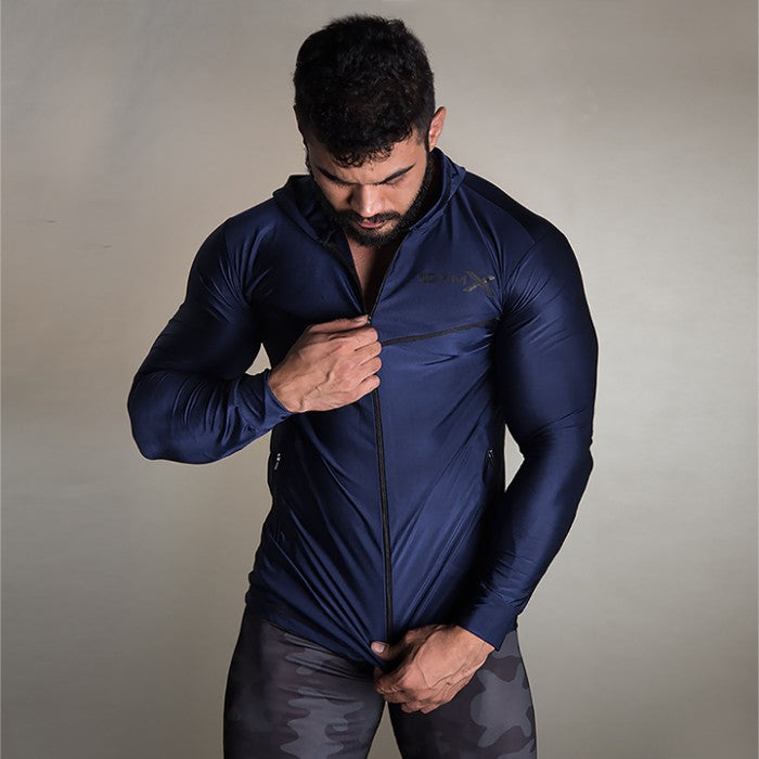 GymX Sheen Blue Compression Hoodie 2.0 - Sale
