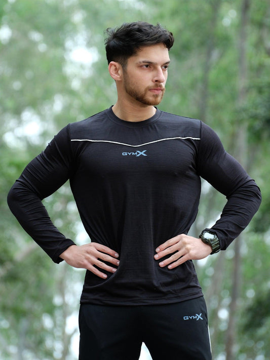 Blade Full Sleeve Tee: Night Black - GymX