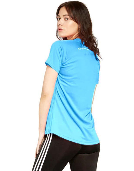 GymX Too Fit To Quit Blue Ladies Tee - Sale