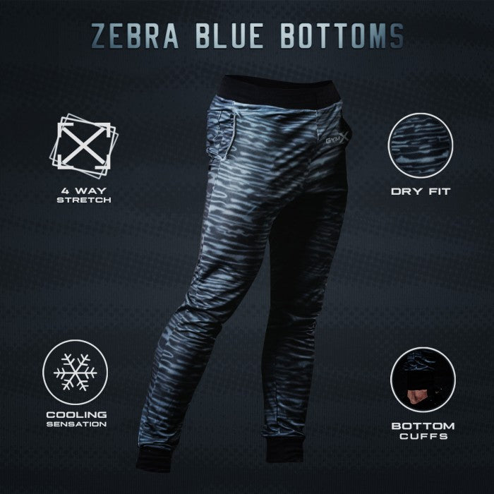 Zebra Blue Stripe Bottoms - Reflex Series - GymX